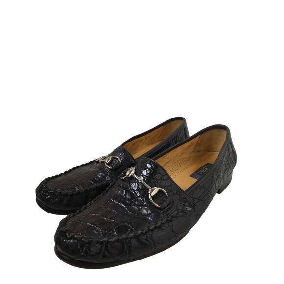 ZELLI Black Crocodile Horsebit Men’s Loafers Shoes Size 13 - Picture 1 of 8